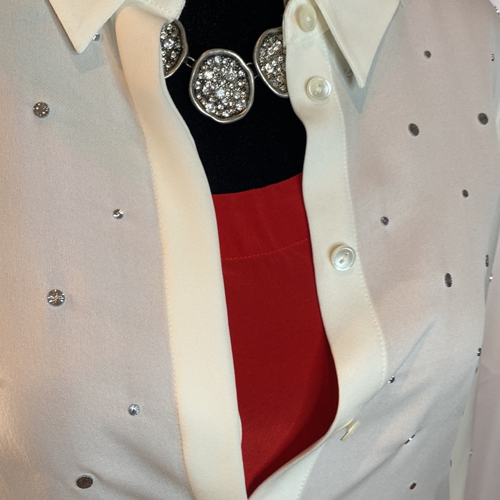 Kobi Halperin silk blouse- white with silver sparkles. So beautiful and fun!